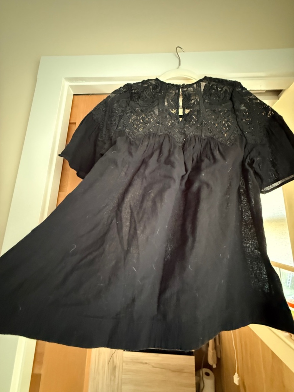 SEA lace yoke black a-line top - Picture 5 of 5